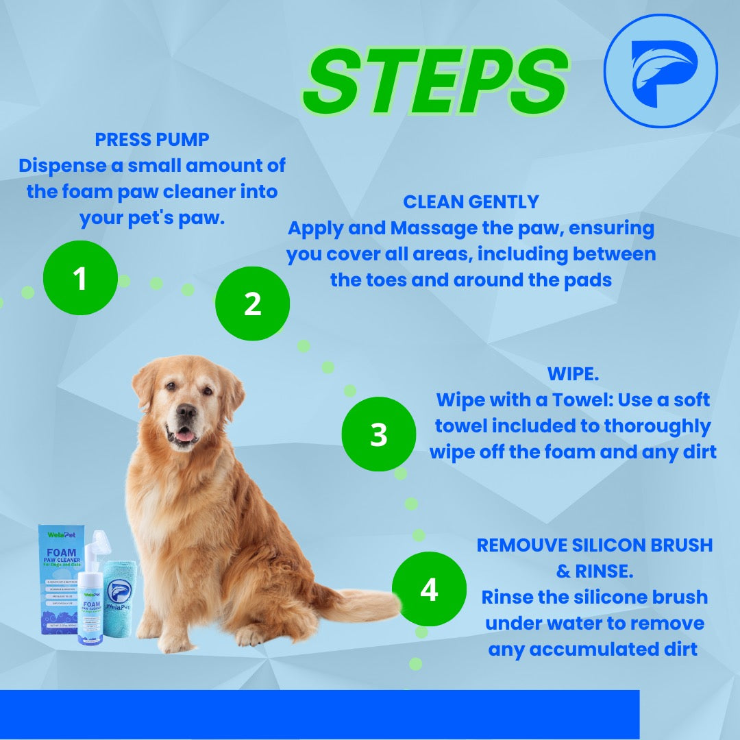 Welapet, Foam Paw Cleaner for Dogs and Cats, Free Fragrance, 5oz